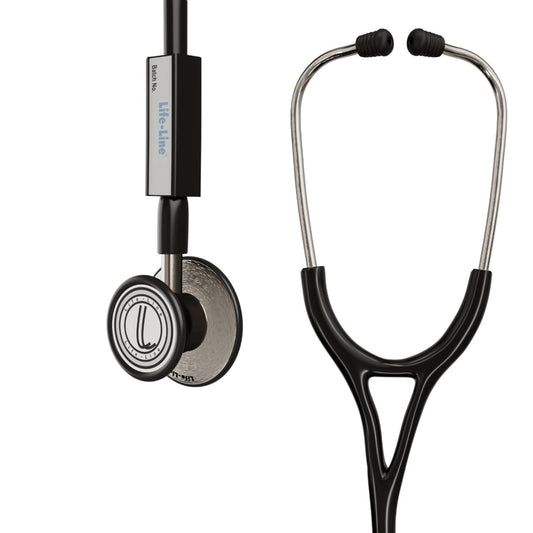 LIFE LINE Max3 SS Stethoscope (Black) | Dual Side Diaphragm Chest Piece for Adult and Paediatric | 2-way Tube | Suitable for Doctors