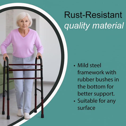 MCP Jindal MS Coating foldable Walker for adults, walker for senior citizens, patients, old age walking support folding MS Coating Walker