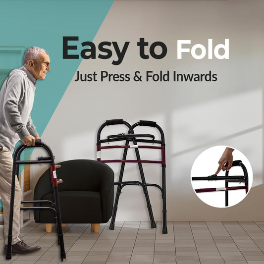 MCP Jindal MS Coating foldable Walker for adults, walker for senior citizens, patients, old age walking support folding MS Coating Walker