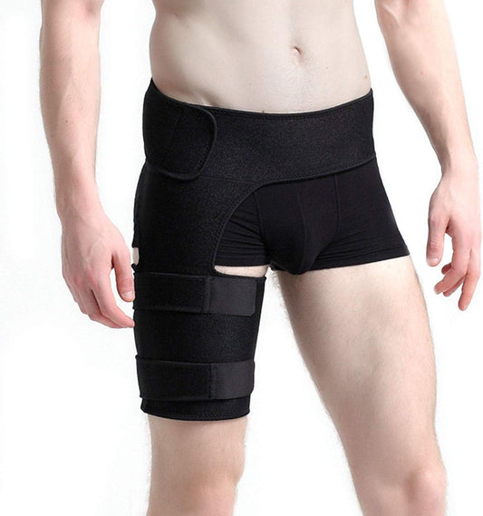 AP ORTHOPAEDIC Femur Brace Hip Support Compression Sleeve, Adjustable Sciatica Pain Relief Belt, Hamstring and Groin Supports Stabilizer, Pulled Muscles Hip Strap Brace Non-Slip Design Free size